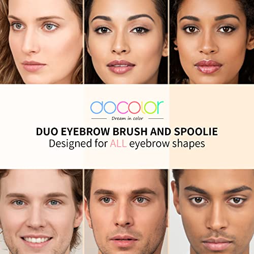 Docolor Duo Eyebrow Brush,Professional Angled Eye Brow Brush and Spoolie Brush