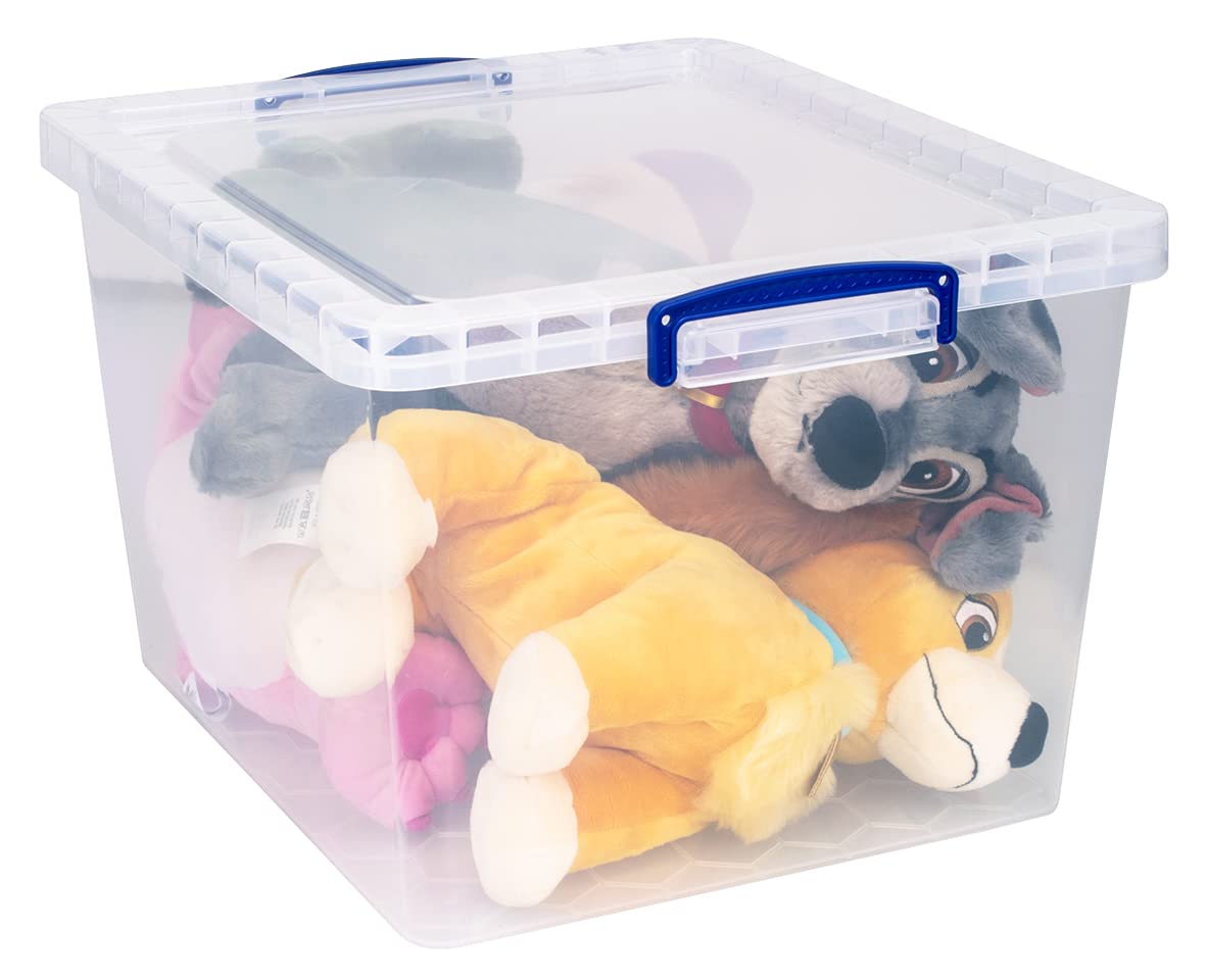 Really Useful Products 33.5 Litre Box, Nestable Clear, Pack of 3 in Card