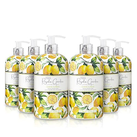 Baylis & Harding Liquid Hand Soap Wash with Dispenser, Royale Garden, Lemon & Basil, 16.9oz/500ml (6-Pack)