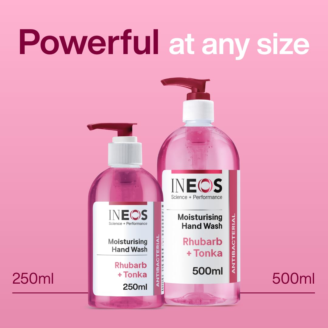 INEOS - Liquid Hand Soap - Moisturising - Handwash with Rhubarb & Tonka - 6 Bottles x 250ml, Packaging May Vary