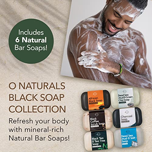 O Naturals 6pack Moisturizing Black Soap - Natural Soap Bar - Body Soap Bars, Face Soap & Hand Soap Shower Soap, Body Wash Bar - Gift for Women