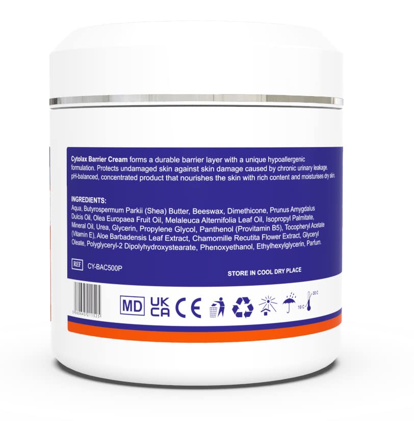 Cytolax Barrier Cream 500g | Durable 24hour Protection | Prevents Skin Irritation & Sores | Improves Elasticity & Repairs Damaged Skin | Incontinence Cream with Shea Butter & Aloe Vera extracts