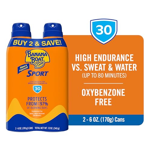 Banana Boat Ultra Mist Sport Performance Broad Spectrum Sun Care Twin Pack Sunshine Screen Spray – SPF 30, 6 Ounce by Banana Boat