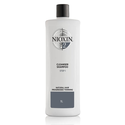 Nioxin 3-Part System, System 2 Natural Hair with Progressed Thinning, Hair Thickening Treatment, Scalp Therapy, Shampoo 1L