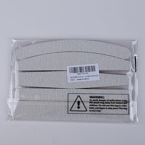 FANDAMEI 10 Pcs in 5 Shapes Professional Nail Files 100/180 Grit Double Sided Polishing Sanding for Manicure, Home and Salon