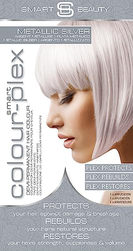 Metallic Silver Hair Dye Demi-Permanent, Grey Toner for Bleached Hair, Anti-Breakage Plex Hair Care, Vegan Hair Dye & Cruelty-Free, 100% Grey Coverage, Silver Grey Hair Colour by Smart Beauty
