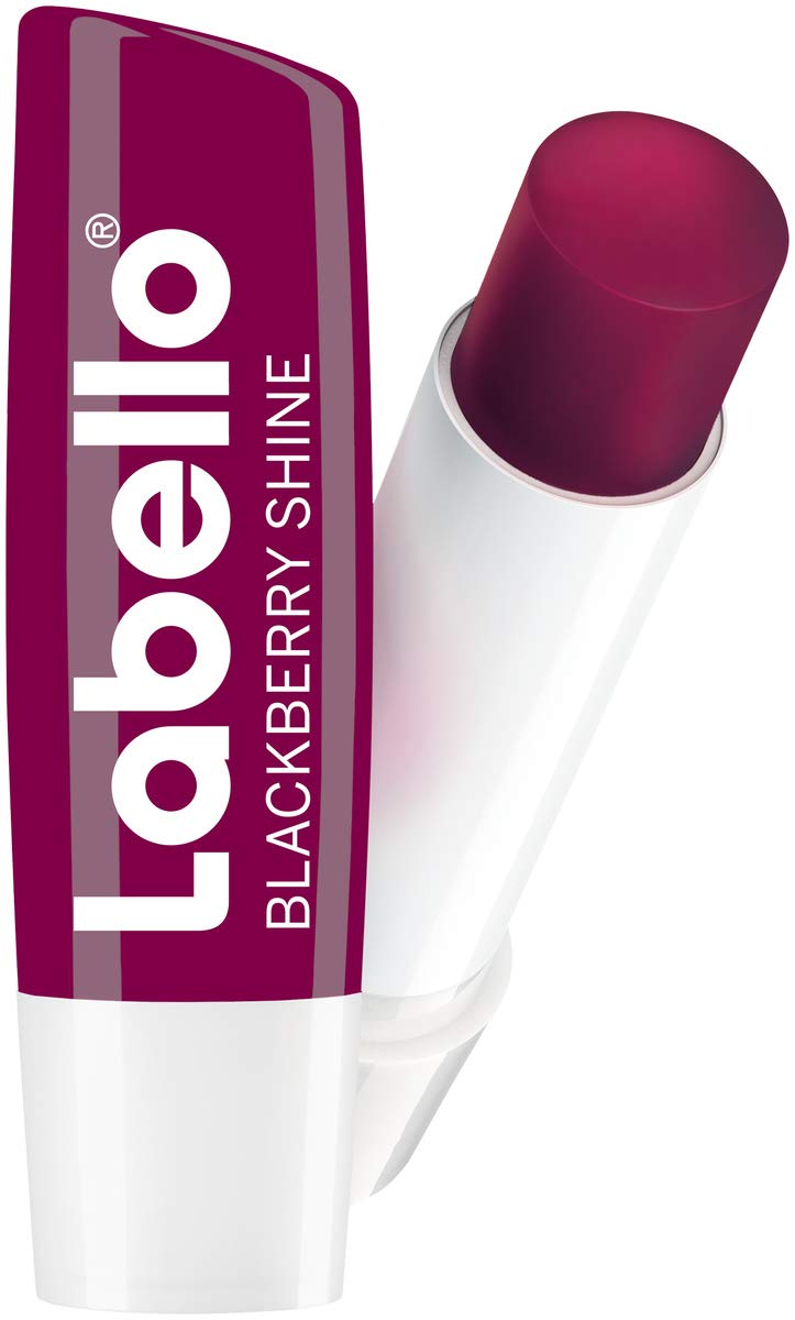 Labello Blackberry Shine in confezione da 1 (1 x 4,8 g), matita per la cura delle labbra con delicata lucentezza rossa e pigmenti brillanti, cura delle labbra senza oli minerali