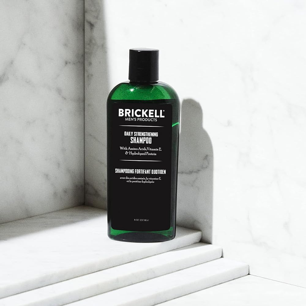 Brickell Men's Daily Strengthening Shampoo for Men, Natural and Organic Featuring Mint and Tea Tree Oil To Soothe Dry and Itchy Scalp, Sulfate Free and Paraben Free, 236 ml, Scented