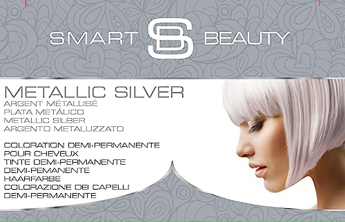 Metallic Silver Hair Dye Demi-Permanent, Grey Toner for Bleached Hair, Anti-Breakage Plex Hair Care, Vegan Hair Dye & Cruelty-Free, 100% Grey Coverage, Silver Grey Hair Colour by Smart Beauty