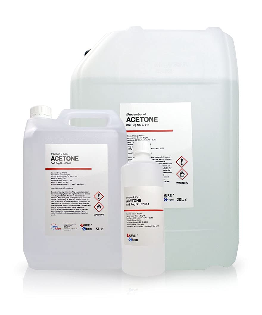 Pure Acetone - Acrylic Nail Remover Nail Polish Remover 99.8% (2L Jerry Container) Clear