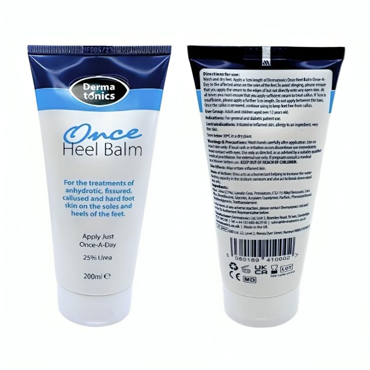 Dermatonics Once Heel Balm | Long-lasting Relief for Rough, Dry, and Callused Heels and Feet | Paraben-free and Clinicaly Proven | Visible Result in 8 Days | Pack of 3 x 200 ml