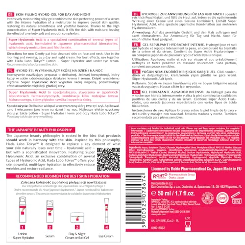 Hada Labo Tokyo - Intense Hydrating Skin-Plumping Gel Day & Night, with Super Hyaluronic Acid, for Age 18-39, 50 ml Jar (Pack of 1)