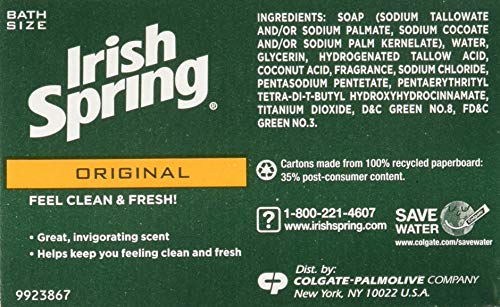Irish Spring Original Deodrant Soap Unisex Soap, 3.75 Oz Bars, 8-Count
