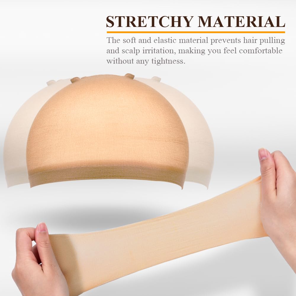 Wig caps,MORGLES 8 Pcs Stretchy Nylon Wig Cap- Nude Unisex Wig Stocking Cap for Women Makeup