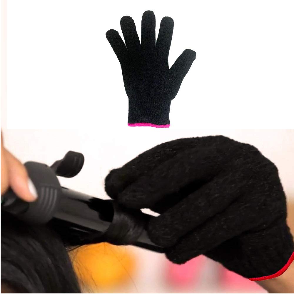 Professional Heat Resistant Styling Glove, Heat Lock for Curling, Flat Iron and Curling Wand, Suitable for Left and Right Hands, 1 Piece, Pink Edge