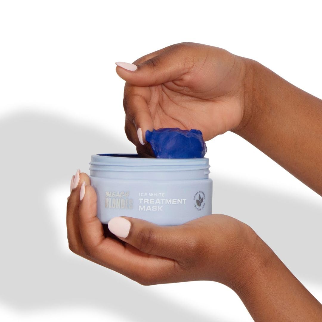 Lee Stafford Blue Toning Hair Mask | Bleach Blonde Ice White Collection - Best Conditioning Mask, Corrects Brassy & Orange Tones, Great for Dark, Highlighted, Cool Hair, 6.7 Fl Oz