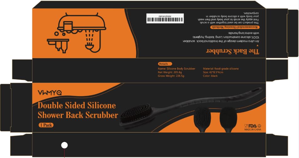 Row&Keep Back Scrubber for Shower, New Updated, Reversible Body Scrub Brush, Long Handle, Comes with Soft Silicone Bristles and Stiff Nylon Bristles for Shower Scrubbing and Massage