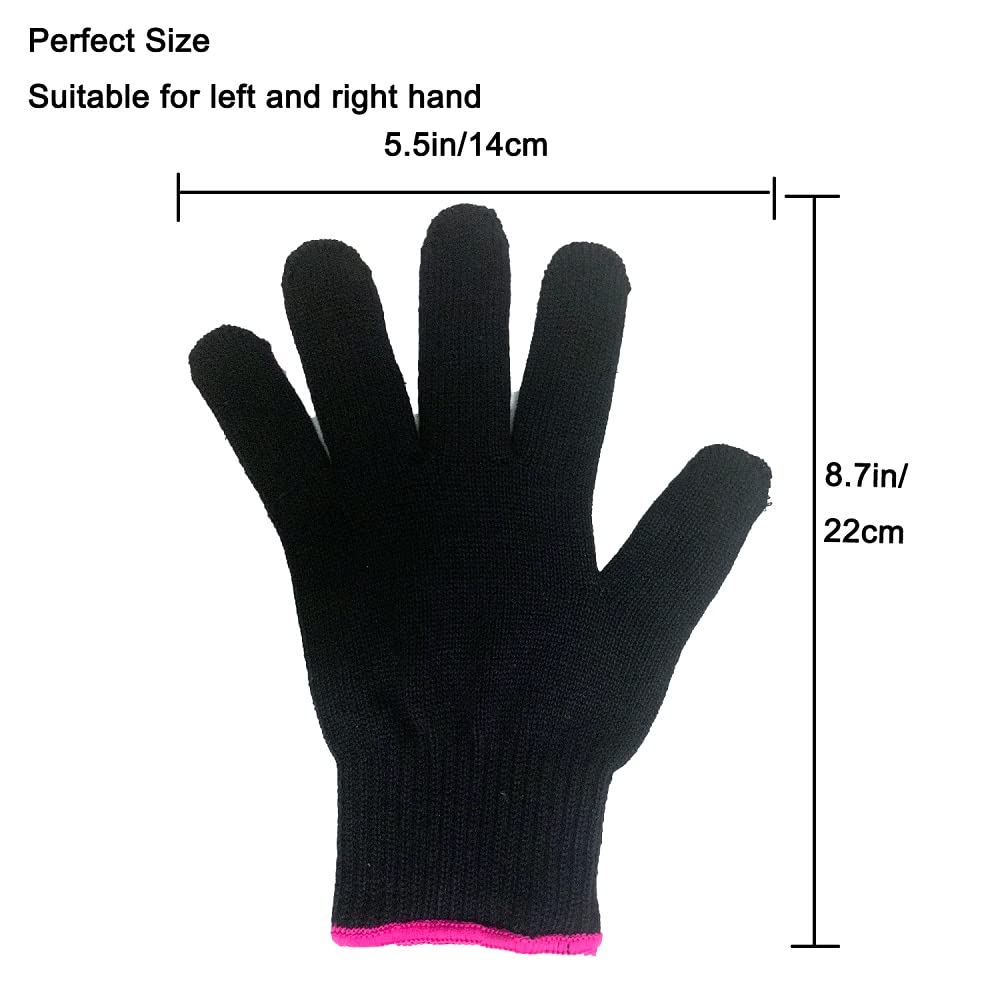 Professional Heat Resistant Styling Glove, Heat Lock for Curling, Flat Iron and Curling Wand, Suitable for Left and Right Hands, 1 Piece, Pink Edge