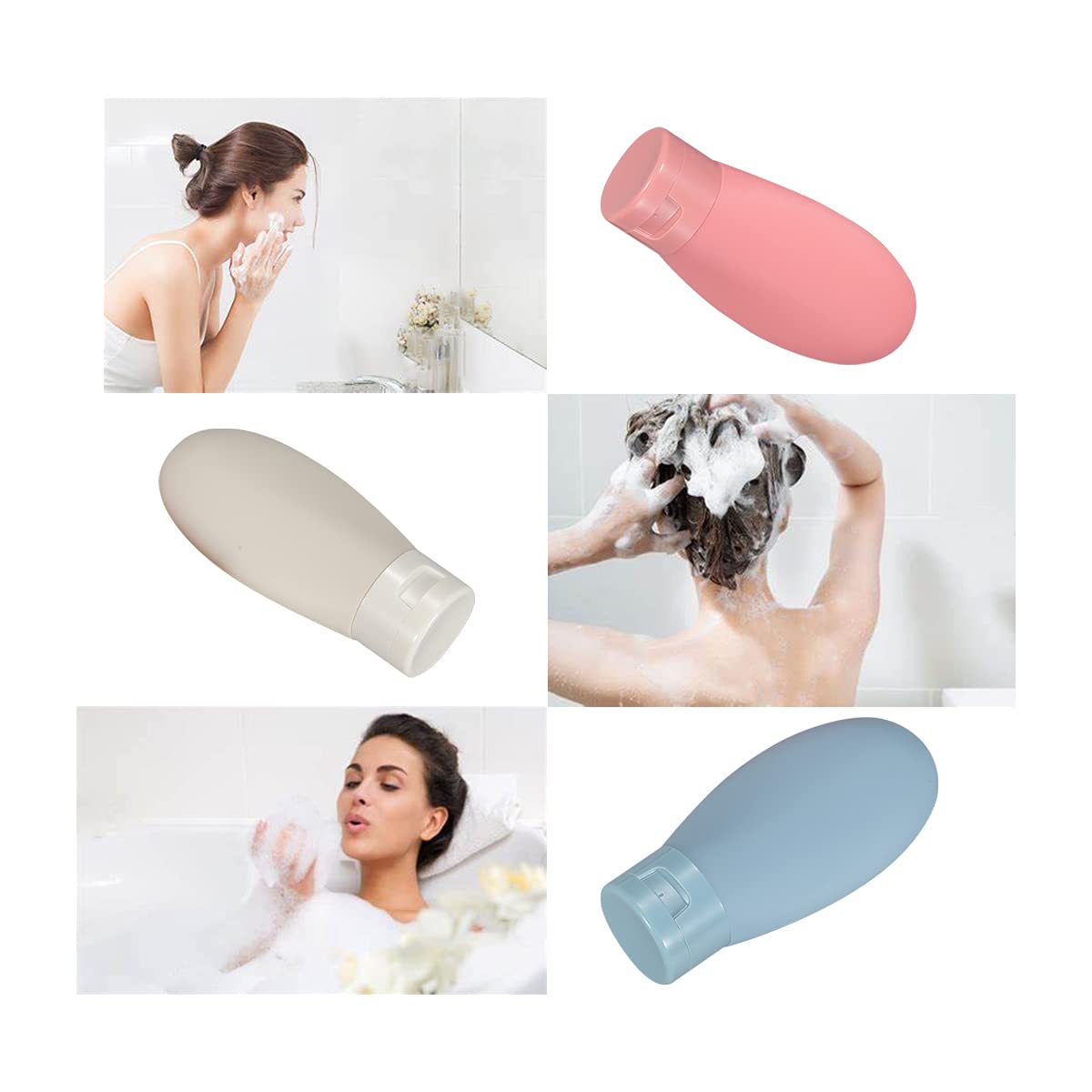 LIYUABU 3 Pcs Travel Bottles Set,60ML Travel Bottles & Containers,Small Mini Empty Plastic Squeeze Bottles for Travel Toiletries,Shampoo and Conditioner with Storage Bag