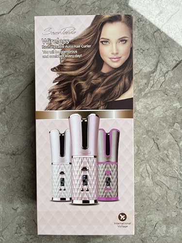 SevenPanda Hair Curler,Rotating Curling Wand Curling Tongs, Cordless Auto Curler,Long Lasting with Ceramic Professional Hair Crimper LCD Display 6 Kinds of Temp. Control & Timer Settings Curler