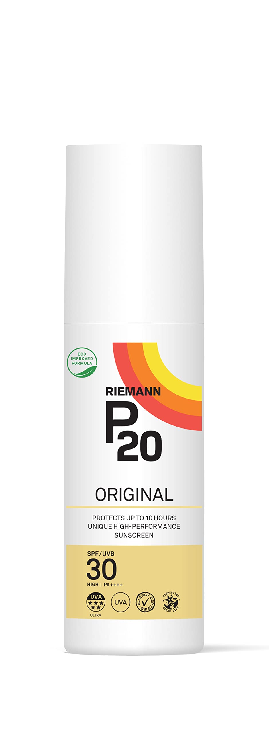 RIEMANN P20 Original SPF30 Spray 100ml Advanced Sunscreen Protection, High Performance Triple Protection + Sweat Resistance, Durable Protects up to 10 Hours, Very Water Resistant, High UVA Protection