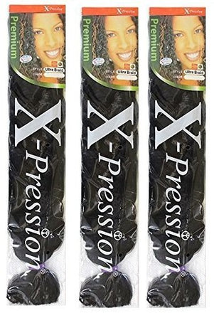 X-pression Ultra Braid Artificial Hair Extension #1B Approx. 210cm (3 PCS OFFER)
