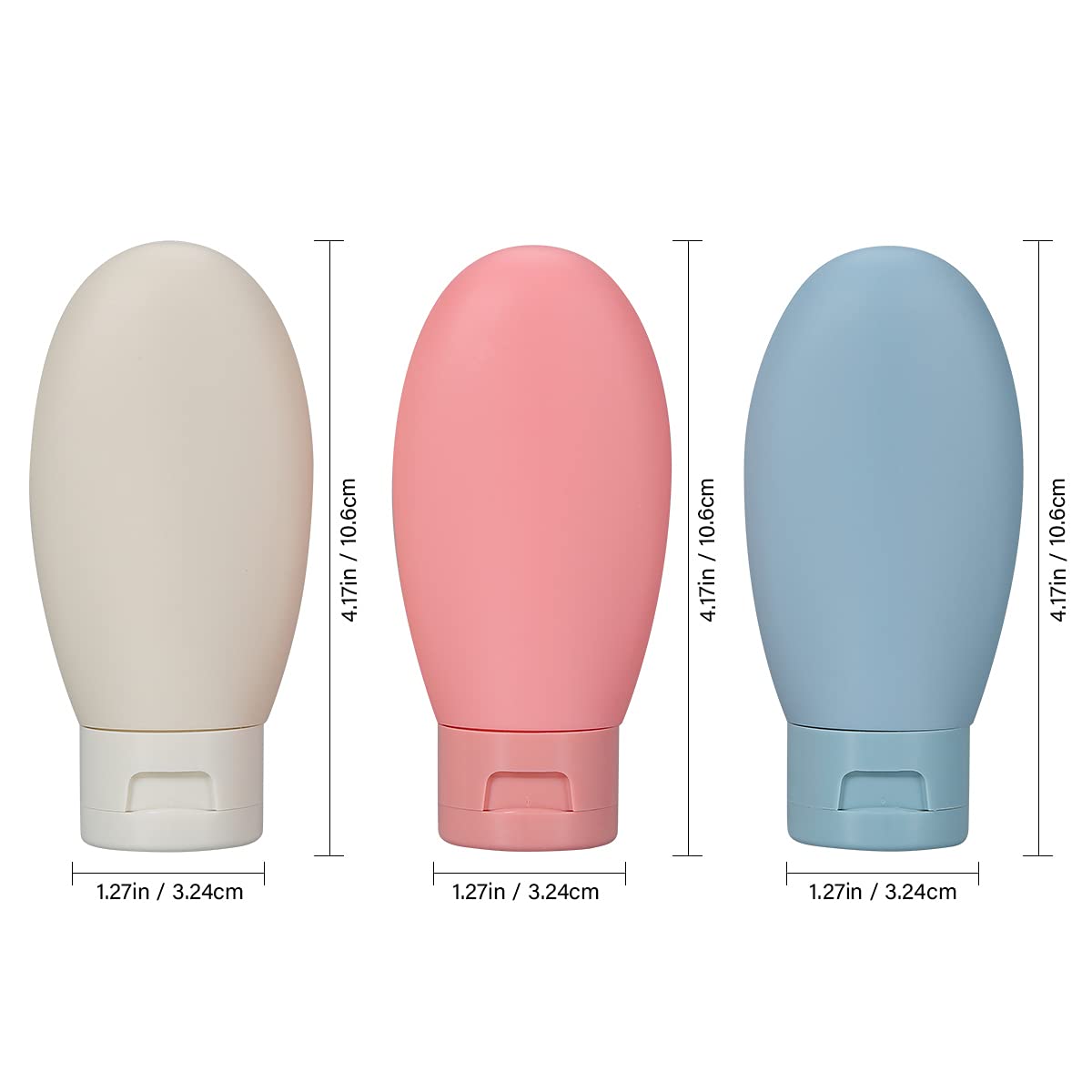 LIYUABU 3 Pcs Travel Bottles Set,60ML Travel Bottles & Containers,Small Mini Empty Plastic Squeeze Bottles for Travel Toiletries,Shampoo and Conditioner with Storage Bag