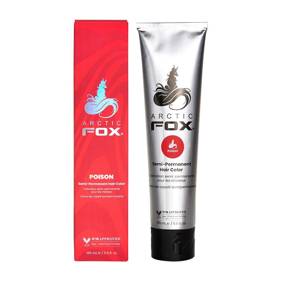 ARCTIC FOX 100% Vegan & Cruelty Free Vibrant Semi Permanent Hair Colour Dye - Poison 165 ml e