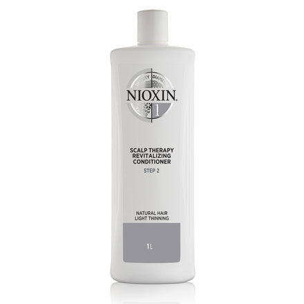 Nioxin 3-Part System | System 1 | Natural Hair with Light Thinning Hair Treatment | Scalp Therapy | Hair Thickening Treatment | Revitalising Conditioner | 1000 ml