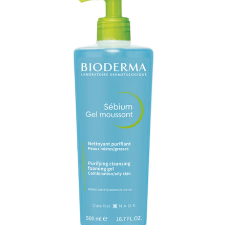 Bioderma Sébium Foaming Gel - Ultra-Gentle Purifying Cleanser for Oily, Combination & Acne Prone Skin, Remove Impurities & Control Shine, 500ml