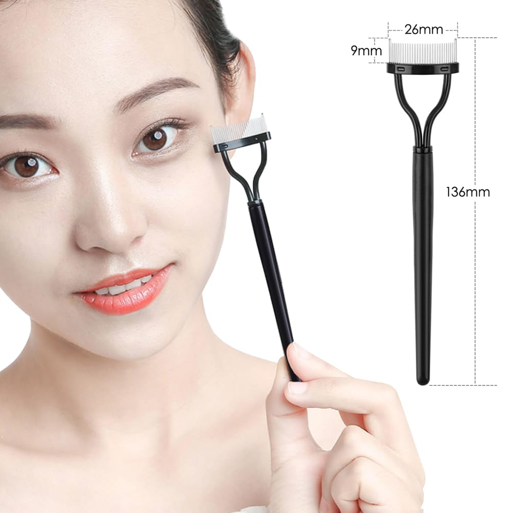 KINGMAS Eyelash Comb Separator, Eye Lash Separator Eyelash Definer Mascara Comb Applicator with Cover - Arc Designed