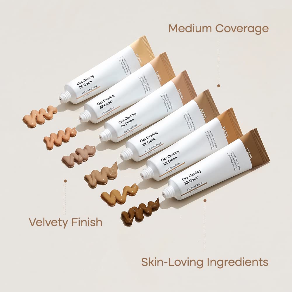 PURITO Cica Clearing BB Cream #23 Natural Beige 1 fl.oz / 30ml, Vegan bb cream, foundation, cruelty free
