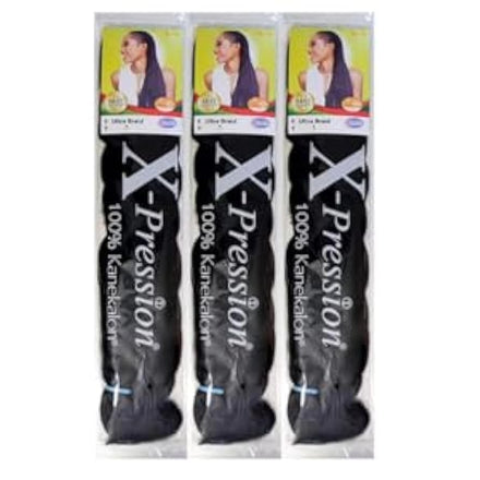 X-pression Ultra Braid Artificial Hair Extension #1 Black Approx. 210cm (3 PCS OFFER)