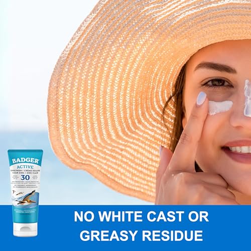 Badger Active Mineral Sunscreen SPF 30 | Broad-spectrum & Water Resistant | Moisturises & Protects Skin (87 ml)