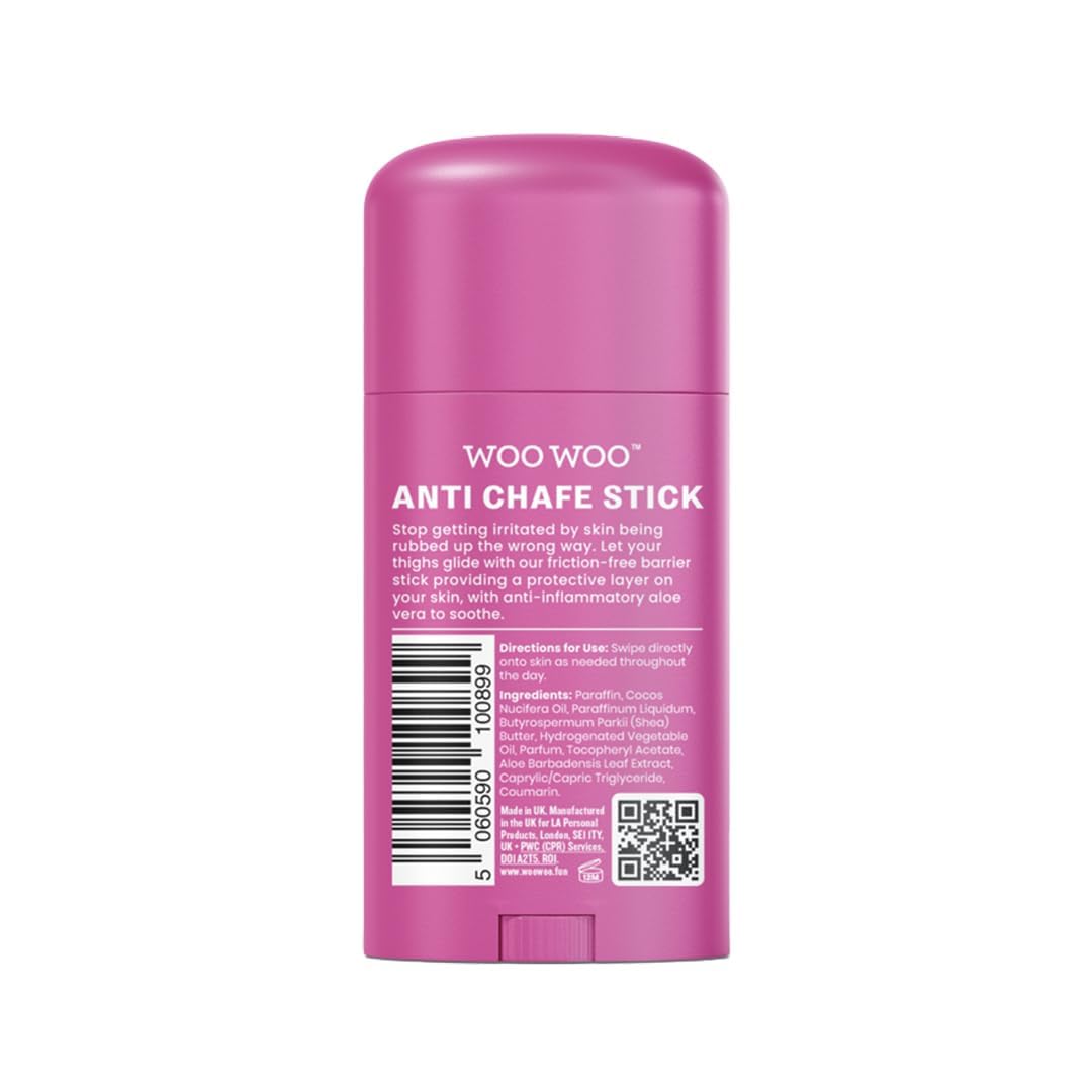 WooWoo Anti Chafe Stick with Aloe Vera and Shea Butter 50ml - Cruelty and Paraben Free Body Anti Chafing Balm, Thigh Rescue Anti-Friction Stick