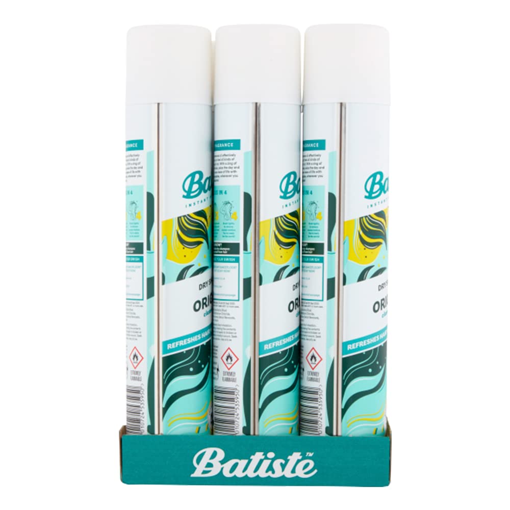 Batiste Dry Shampoo Original, Fresh & Clean Fragrance, No Rinse Sprays to Refresh Hair in Between Washes – 6 x 200ml Multi Pack