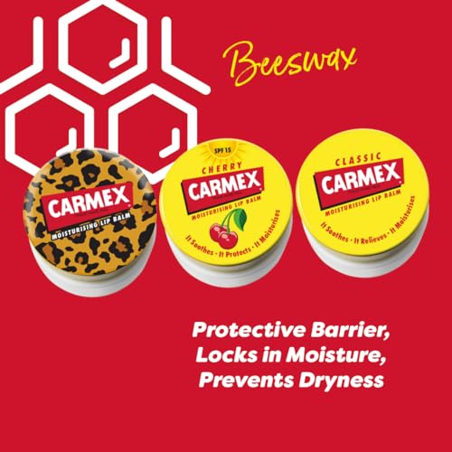 Carmex Lip Balm Pot Mixed Pack of 3 (Cherry, Classic & Wild), 7.5 g (Pack of 3)