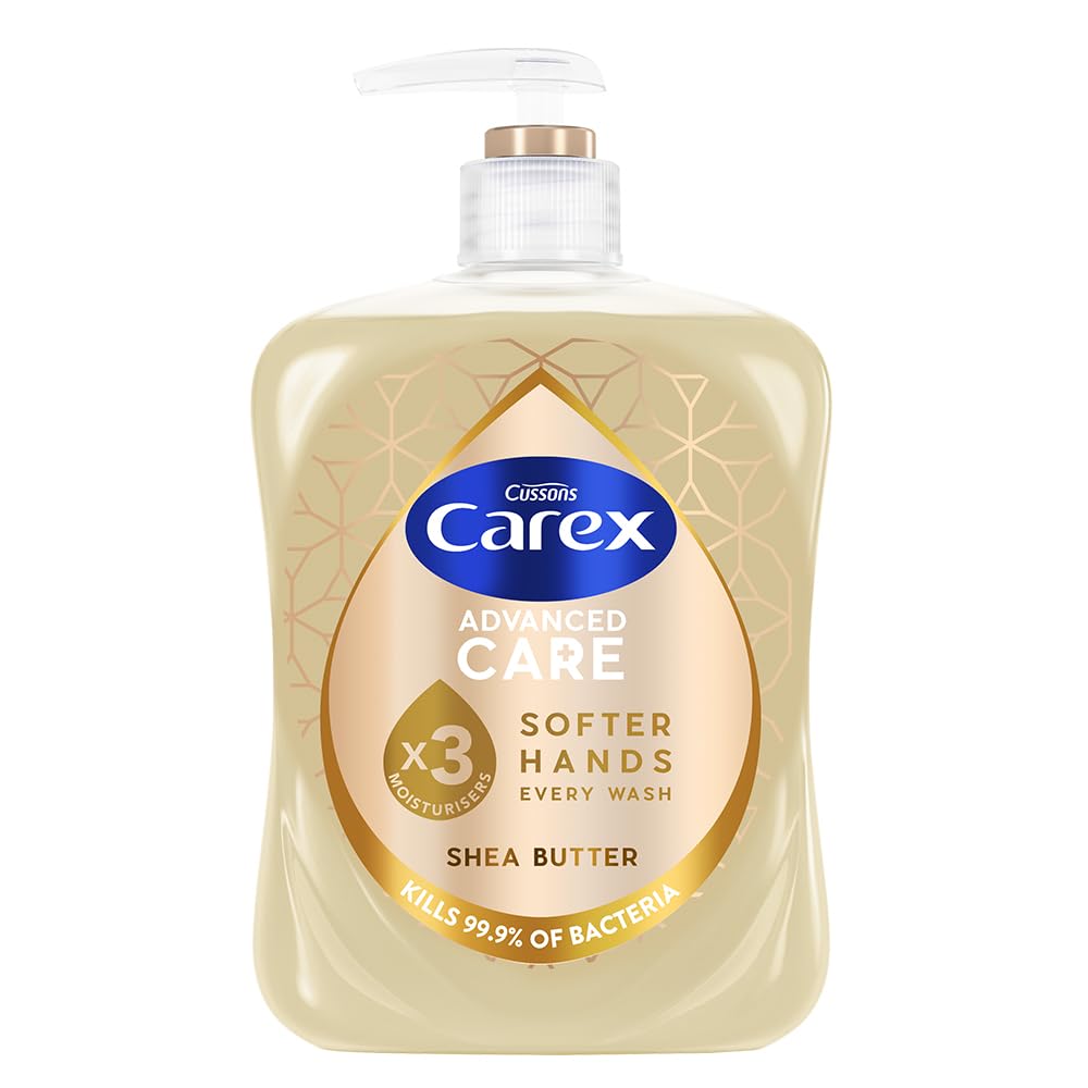 Carex Advanced Care Shea Butter Antibacterial Hand Wash, 3x More Moisturisers, Clean & Protect Hands, Bulk Buy, Pack of 6 x 500ml