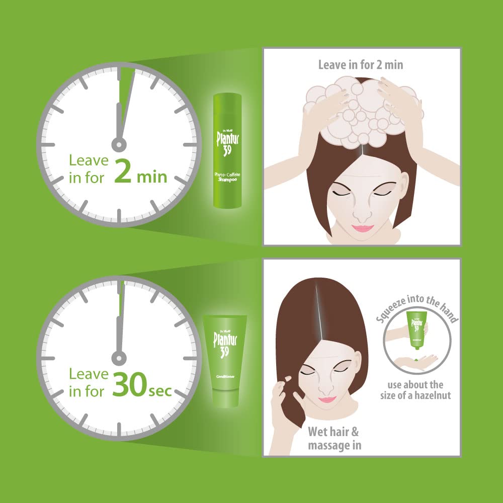 Plantur 39 Caffeine Shampoo and Conditioner Set Prevents and Reduces Hair Loss | For Coloured Stressed Hair | Unique Galenic Formula Supports Hair Growth | Set of 250ml Shampoo and 150ml Conditioner