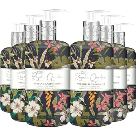 Baylis & Harding Liquid Hand Soap Wash with Dispenser, Royale Garden, Verbena & Chamomile, 16.9oz/500ml (6-Pack)