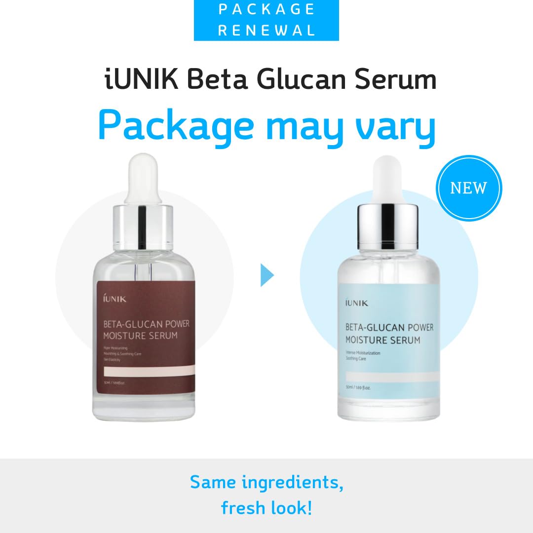 IUNIK Beta-Glucan Power Deep Moisture Vegan Serum 400,000 ppm Intense Hydration Mushroom Yeast Extracts Naturally-derived - Dry Mature Sagging Sensitive Skin Cell Regenerating Lifting Korean Skincare