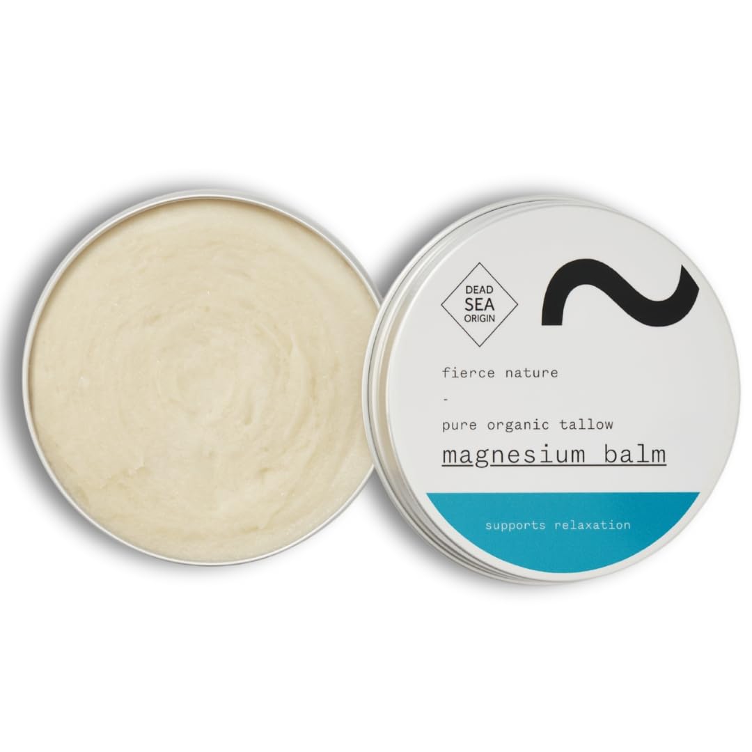 Fierce Nature Magnesium Tallow Balm โ Natural Body Balm for Muscle Aches, Strains, and Relaxation โ Organic Sleep Support Cream โ Unscented,100g