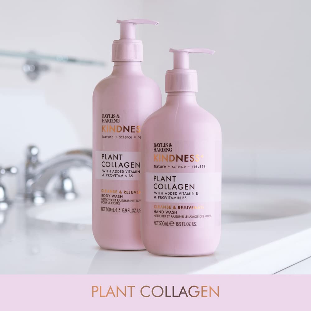 Baylis & Harding Kindness + Plant Collagen, Rose Water & Coconut Milk Fragrance, 500 ml Cleanse & Rejuvenate Hand Wash (Pack of 3) - Vegan Friendly