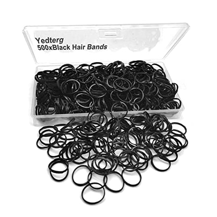 Black Elastic Hair Bands,500pcs Small Hair Rubber Bands with Box, Soft Mini Hair Elastics Ties Bands for Women Hair, Kids Hair, Braids Hair, Beard etc