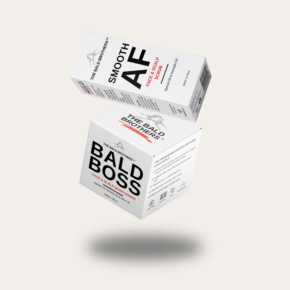 The Bald Brothers Bald Head Care Set | Complete Natural Bald Head Care | Daily Skincare Set For Men | Cleanse, Exfoliate & Moisturise | 60-90 Day Supply