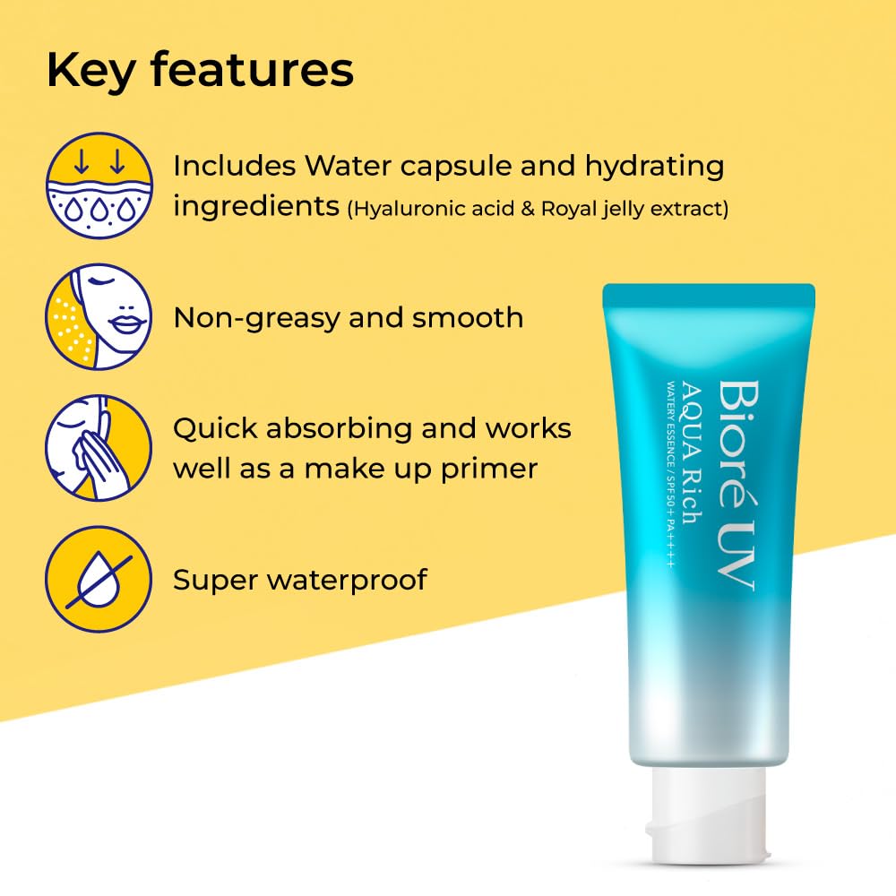 Biore UV Aqua Rich Watery Essence Sunscreen SPF50+ PA++++ 70g Sunscreen Made in Japan (Wortery Essence)