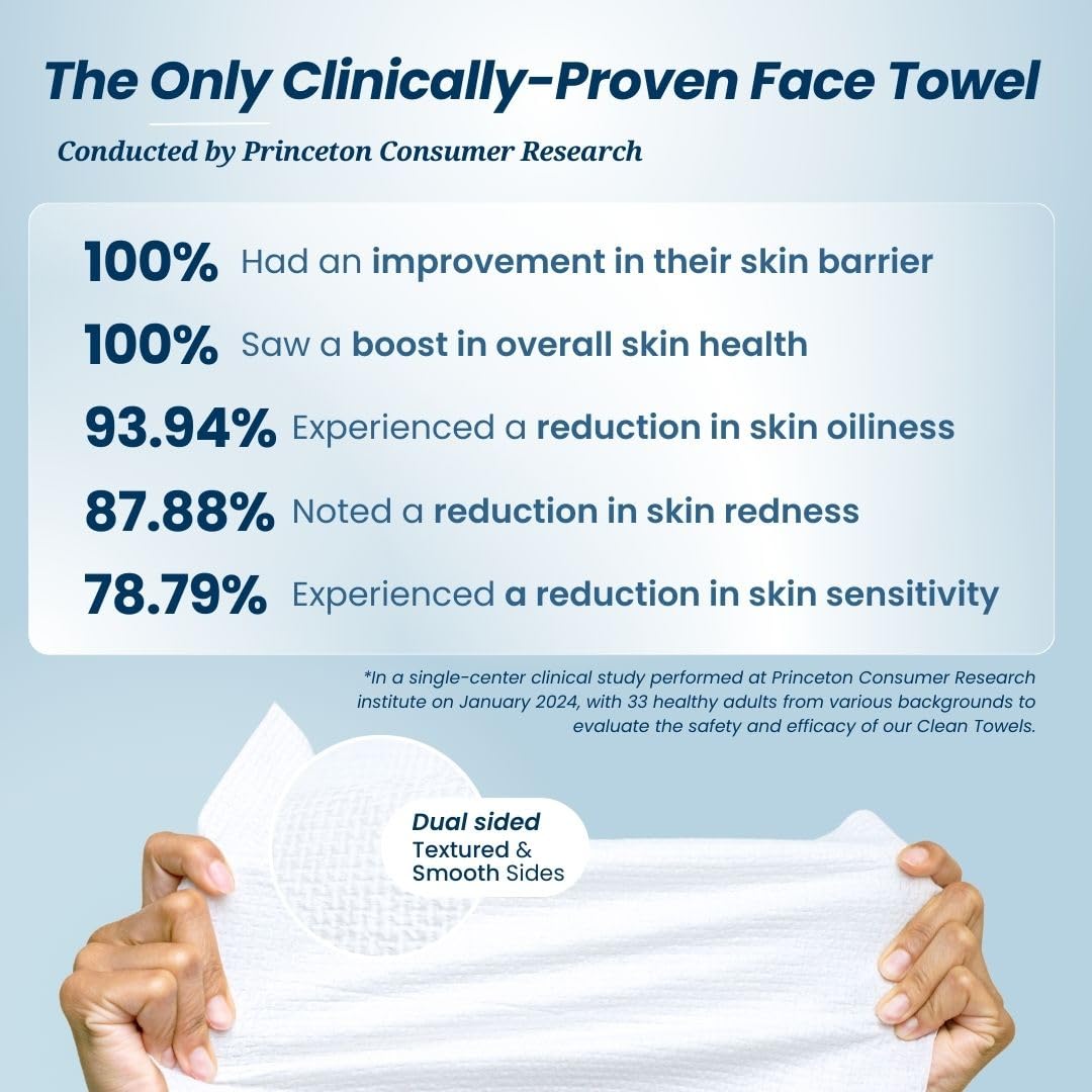 Clean Skin Club Clean Towels XL, Biodegradable Dermatologist Approved Face Towel, Disposable Makeup Remover Dry Wipes, Facial Wash Cloth for Sensitive Skin, 150 Count 3 Pack