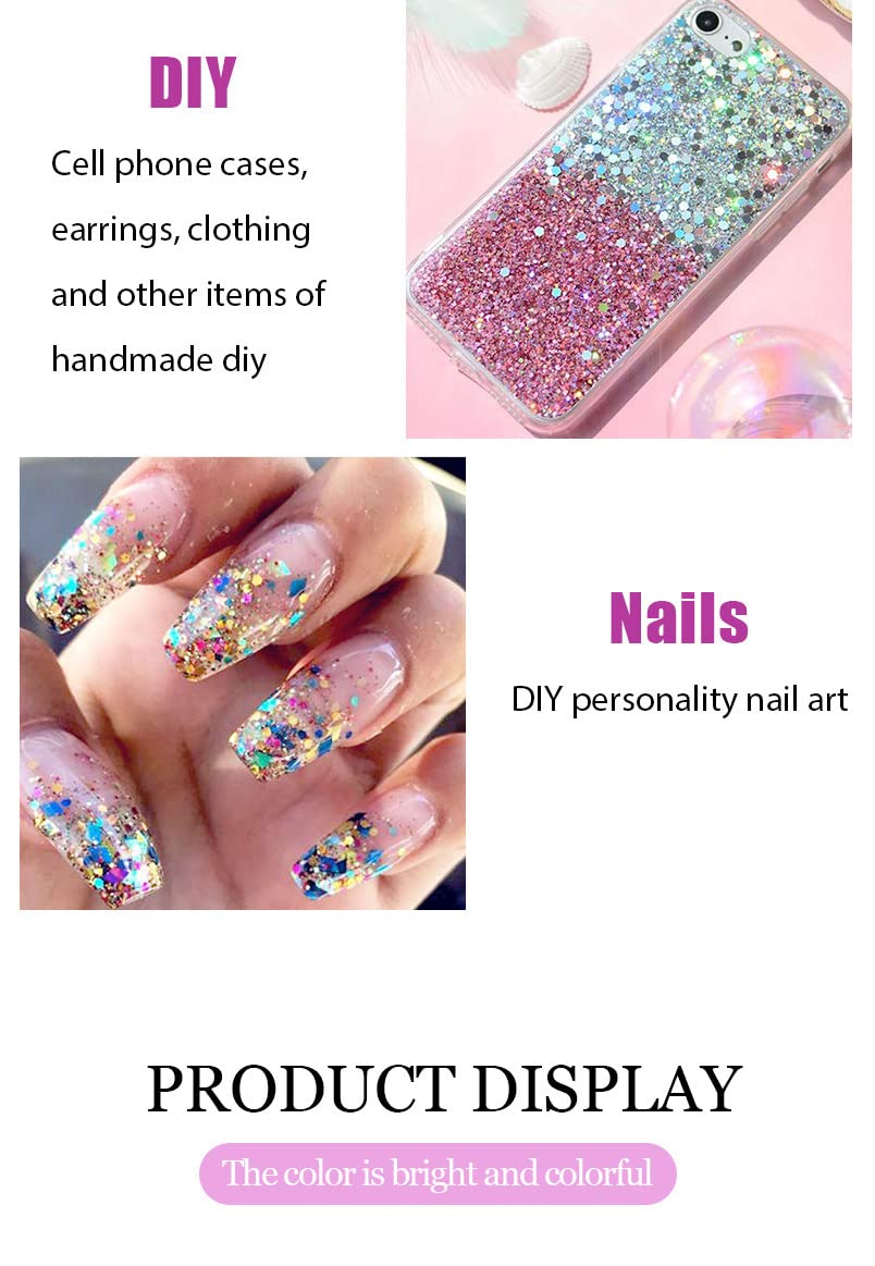 Beliky Girl Body Glitter Gel, 50ML Face Glitters Body Gel Sequins Shimmer Liquid Eyeshadow, Mermaid Sequins Liquid Holographic Glitter Gel, Chunky Glitter for Face Hair Nails Set 6Pcs