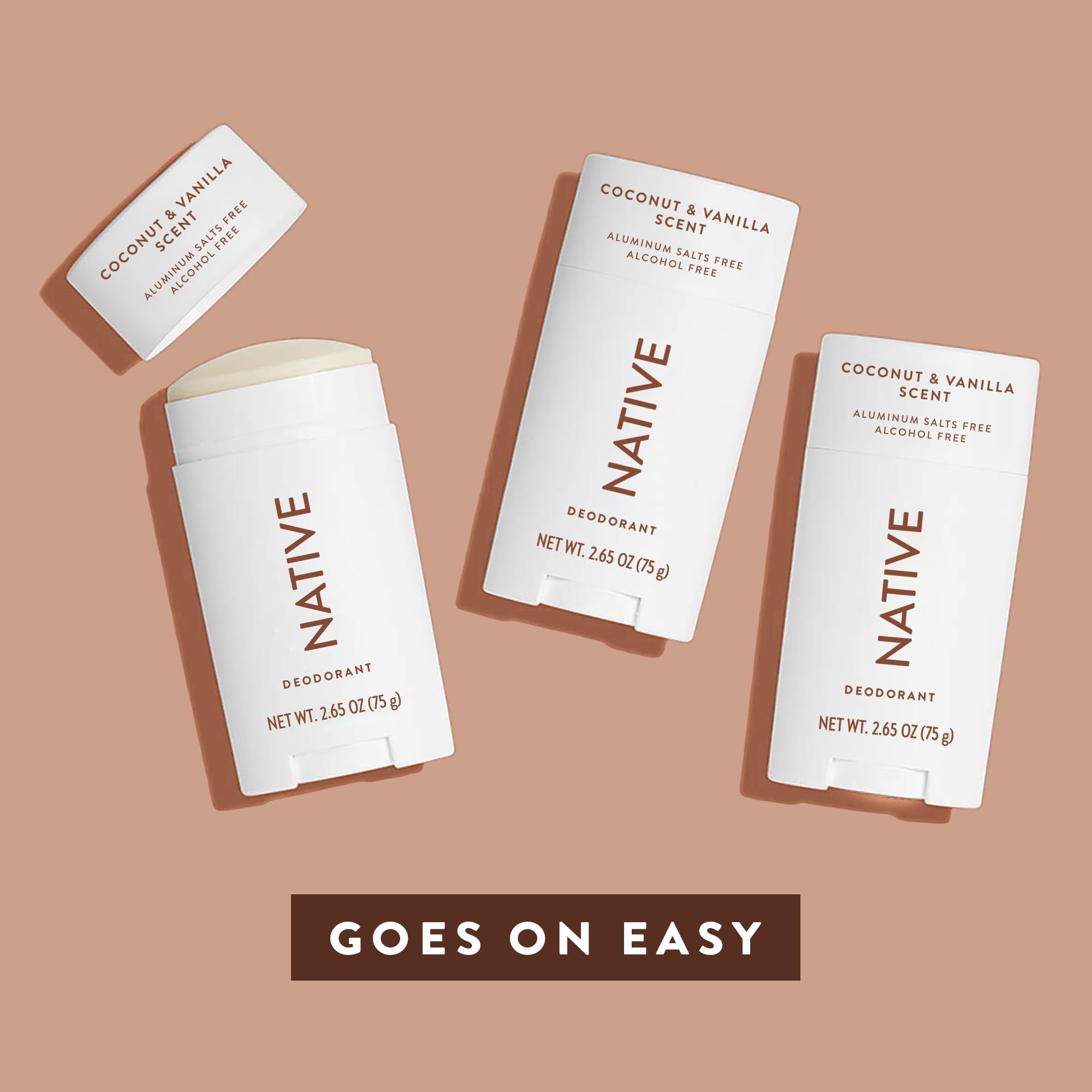 Native Deodorant Womens & Men – Alcohol & Aluminium Free - Coconut & Vanilla Scent - Naturally Derived with Shea Butter, Coconut Oil & Baking Soda - 72 Hour Odor Control (3 Pack, 75ml Each)