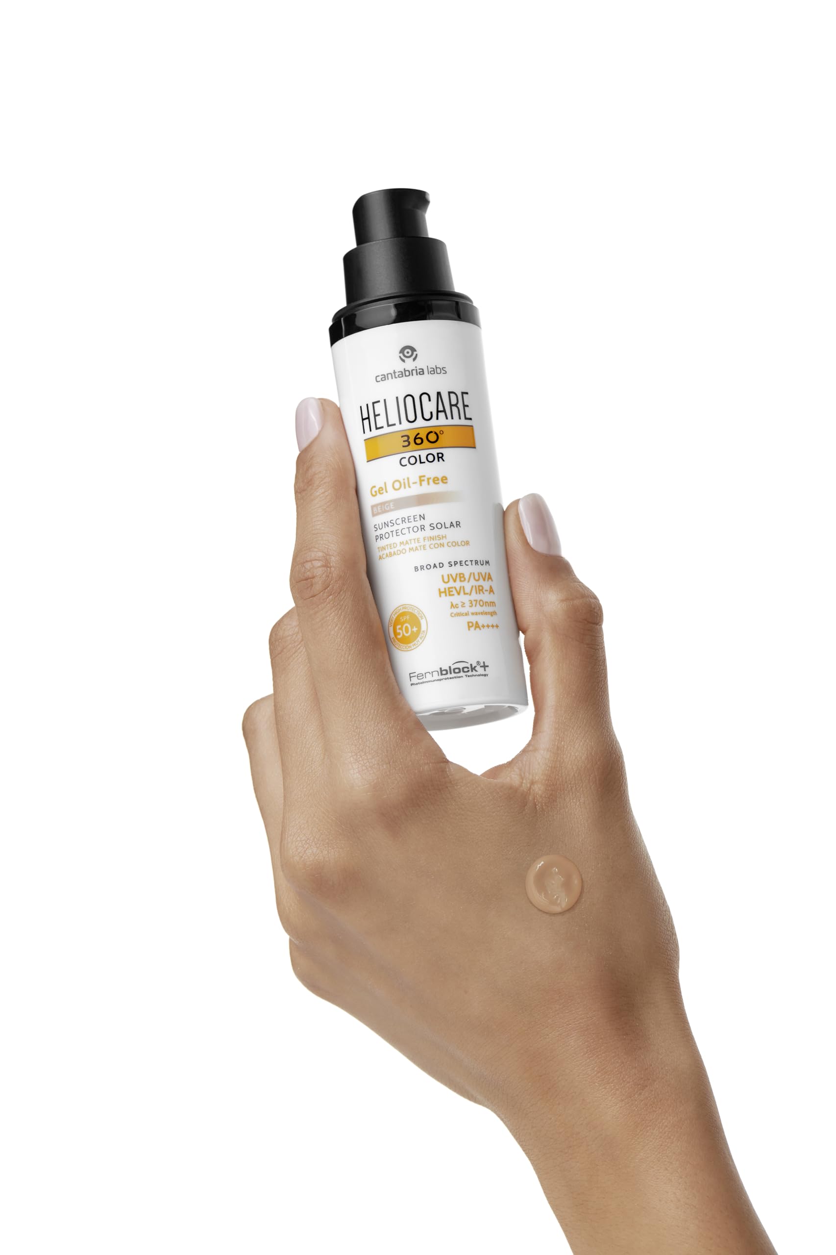 Heliocare 360 Color Gel Oil-Free Beige SPF 50 50ml / Gel Sunscreen For Face/Daily UVA UVB Visible Light Infrared-A Anti-Ageing Sun Protection/Matte Foundation Coverage